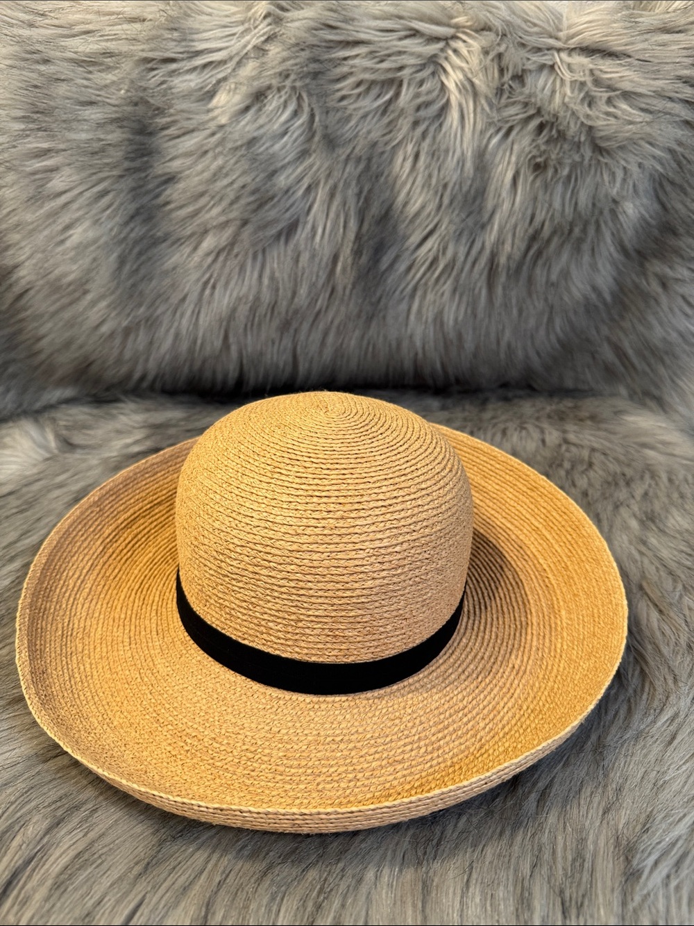 Annabel Ingall Natural Straw Sun Hat with Black Band